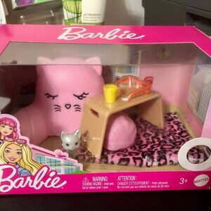 NIB Barbie Kitty Lounger Leopard Pillow Furniture & Accessory Set Pack GRG57